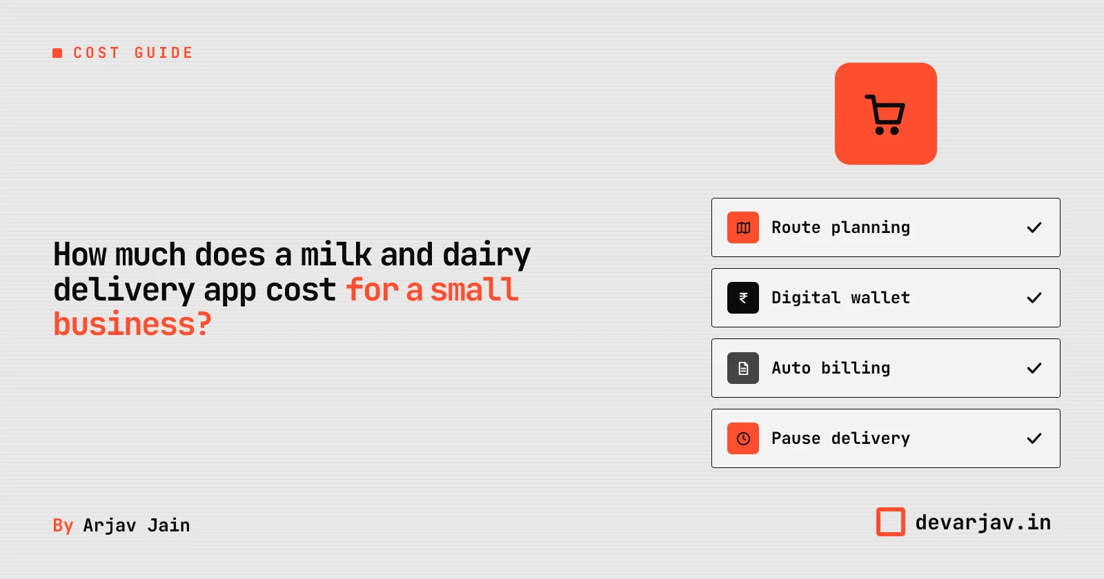 Milk delivery app with route, wallet, billing, and pause features
