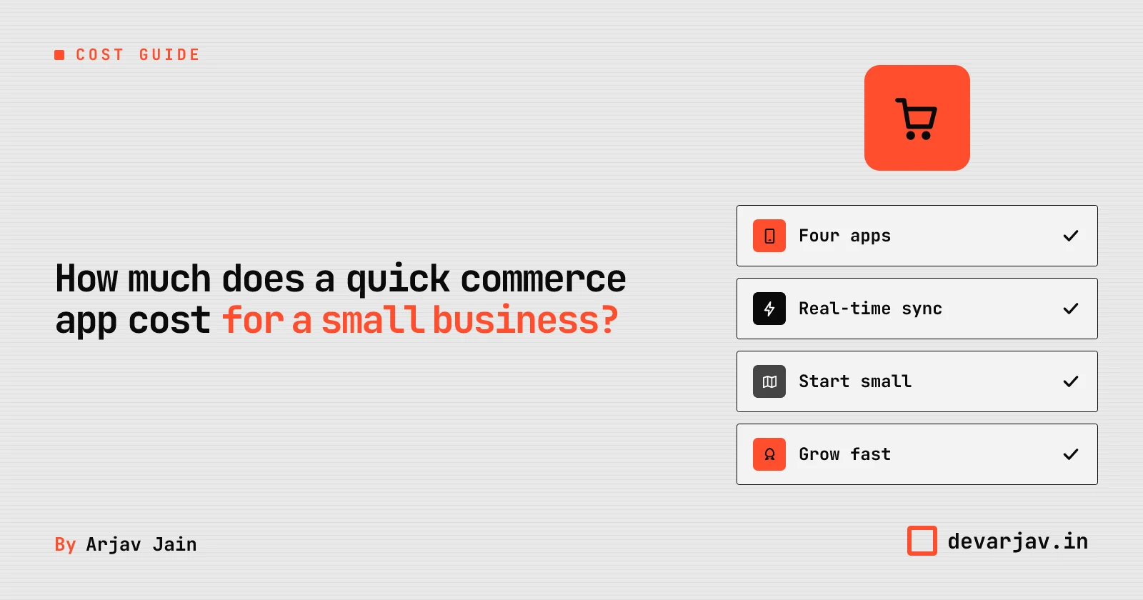 Four connected devices around a shopping cart icon showing quick commerce system