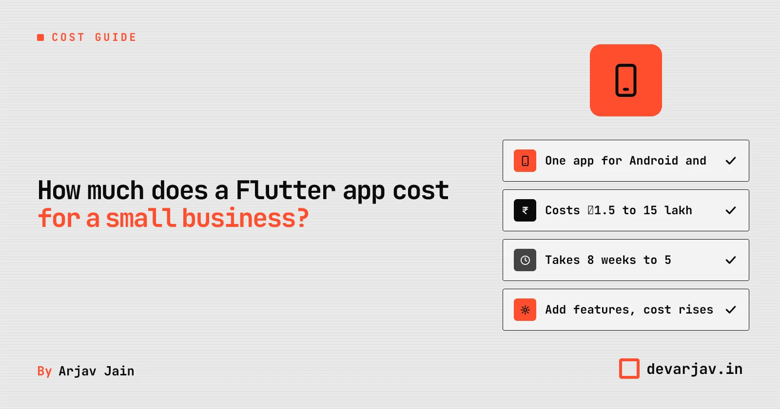 Flutter app cost for small Indian businesses: one app for two phones, clear cost range, time, features.