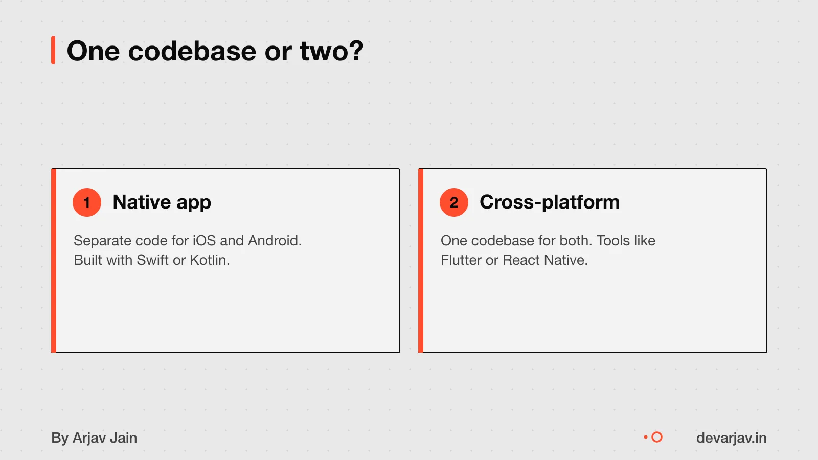 Cross-platform uses one shared codebase, native needs two separate ones